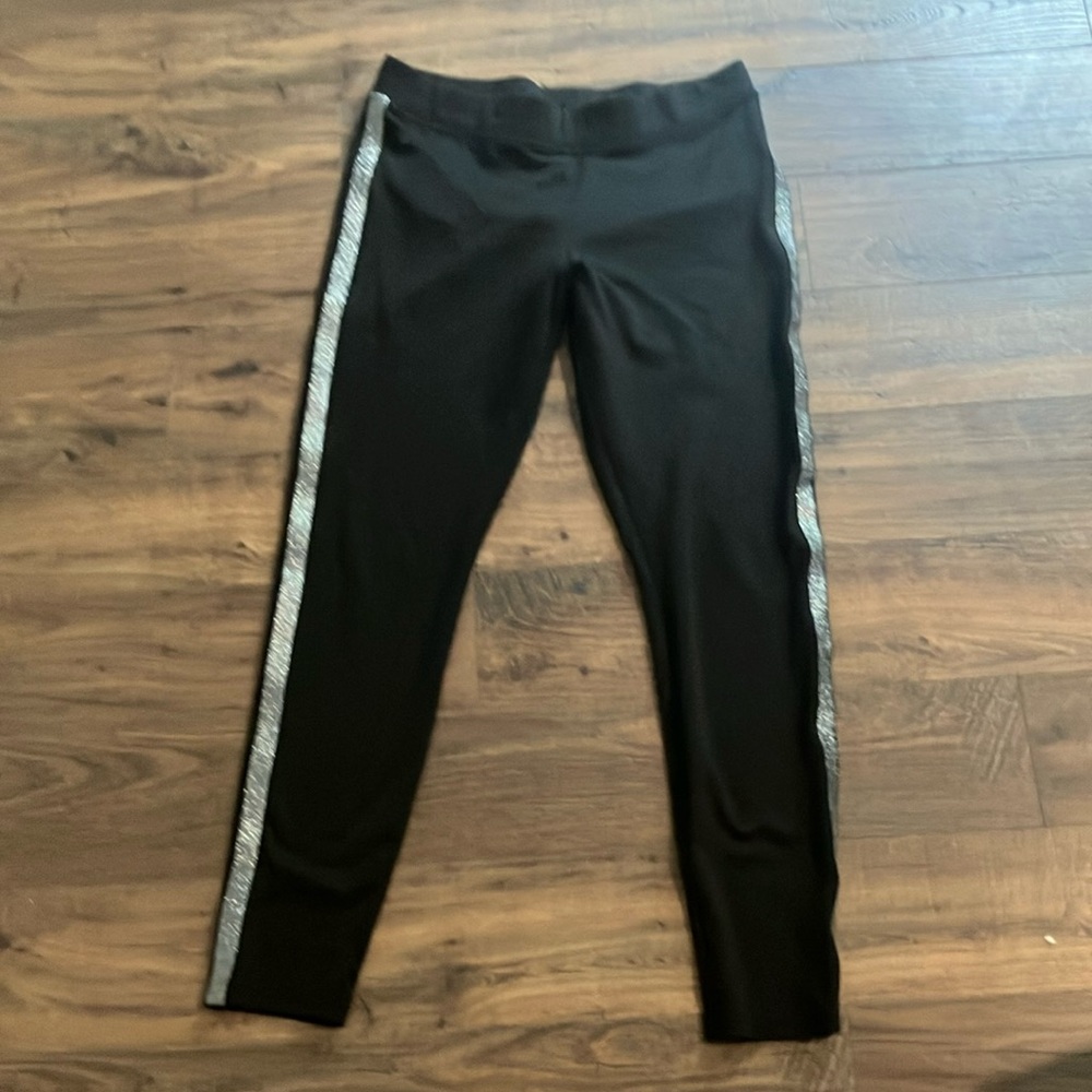 HUE Black Leggings with Silver Accents size L